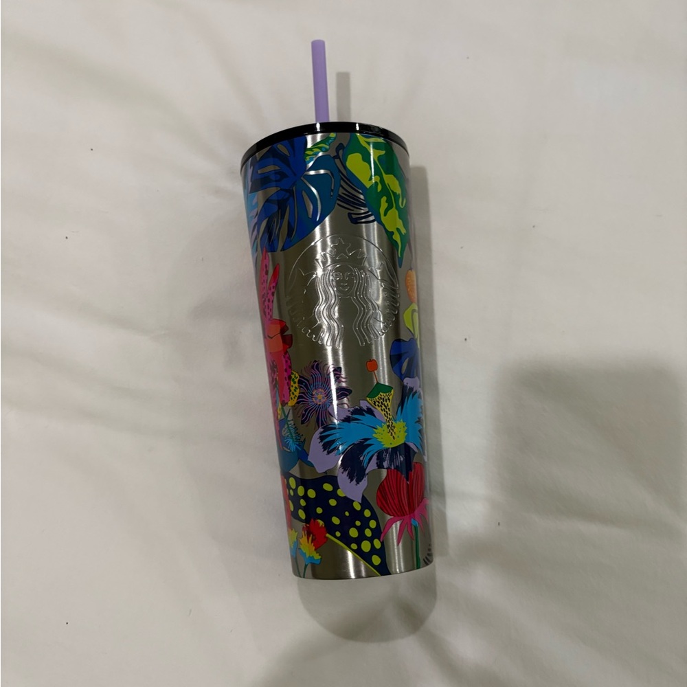 Starbucks Colorful Floral Tumbler with Straw